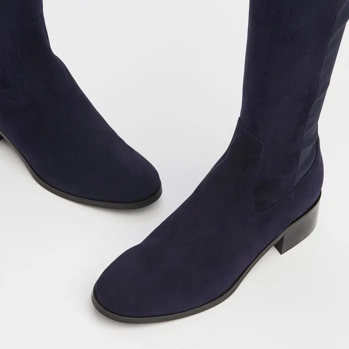 Women Bella Navy Suede and Elastic Knee Boots Navy LKBennett Boots