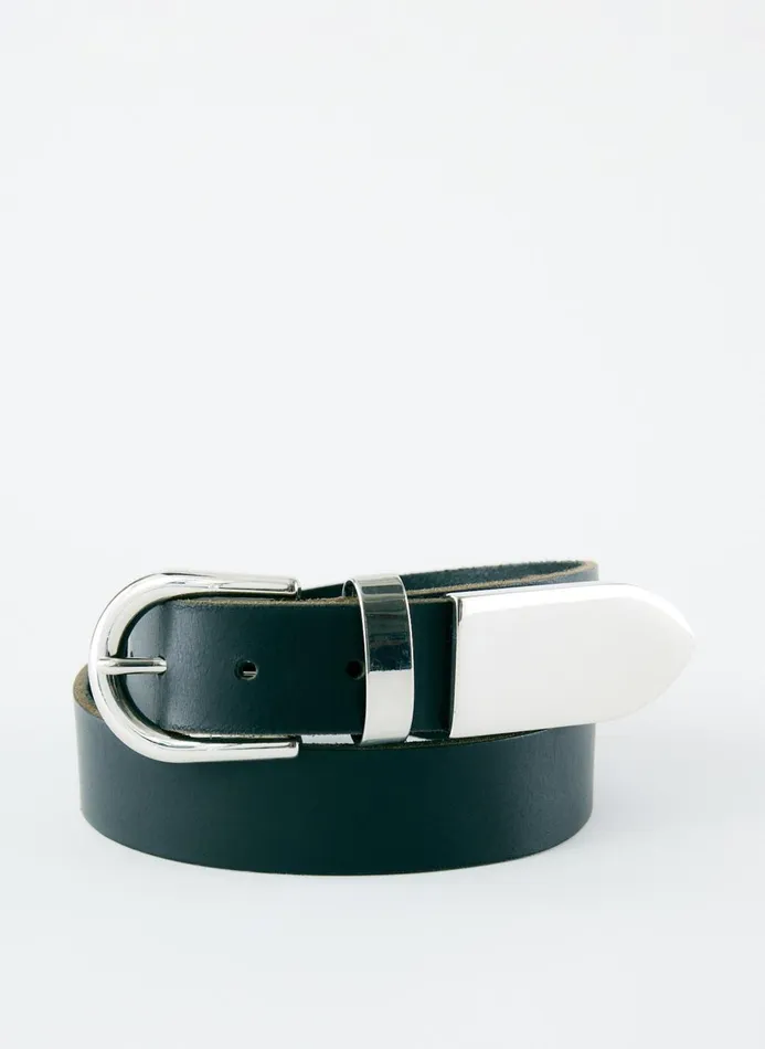Women Belts Tibi Carlos Leather Belt Black