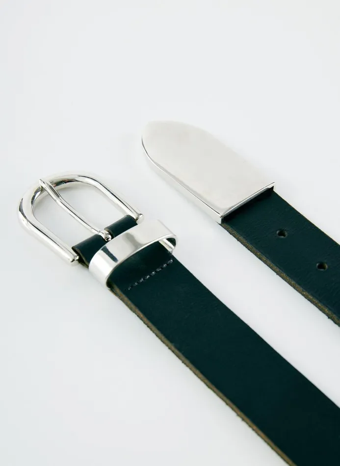 Women Belts Tibi Carlos Leather Belt Black
