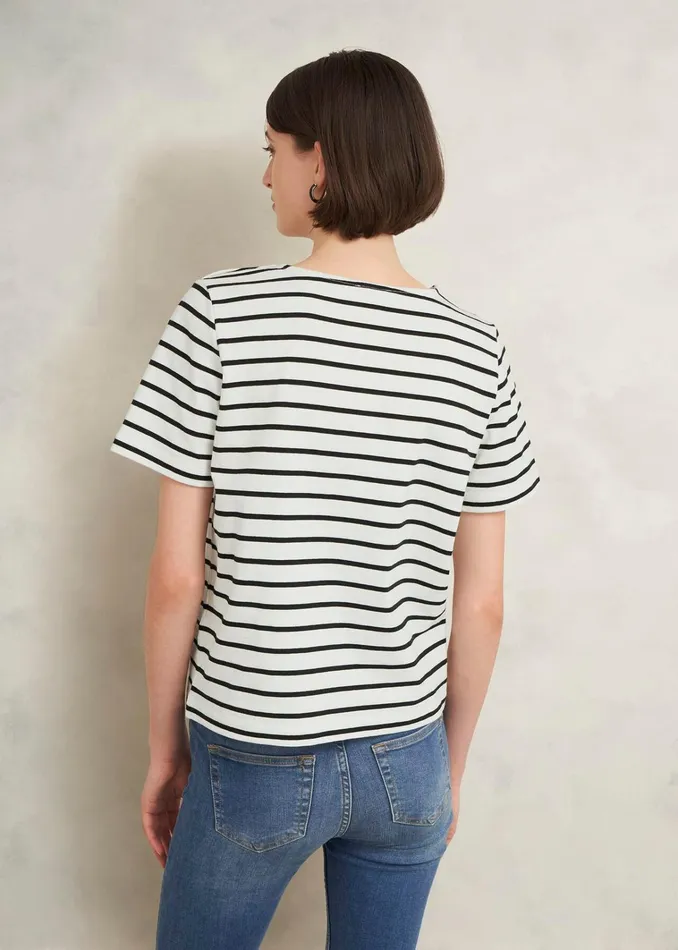 Women Bethan Cotton Stripe Top Ivory Black Hobbs Tops