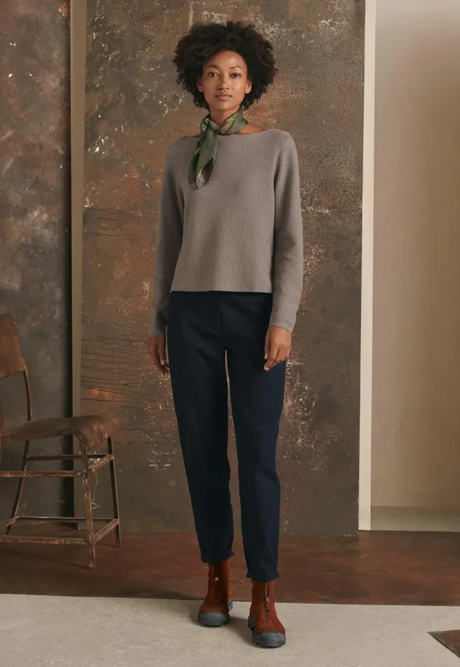 Women Boatneck Sweater Soft Brown Poetry Fashion Sweaters