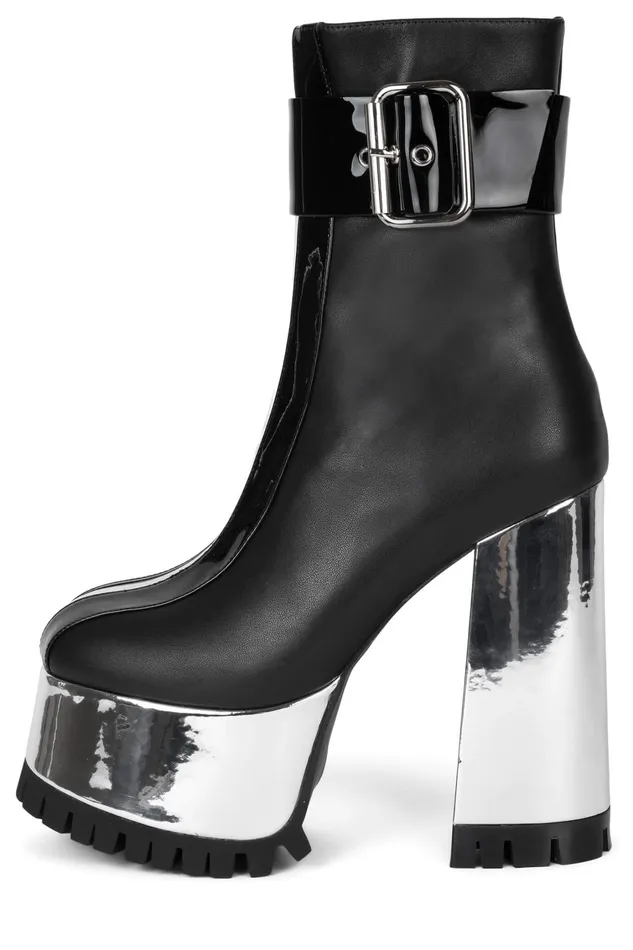 Women Boot Jeffrey Campbell ROBOTIC Black Silver Metallic