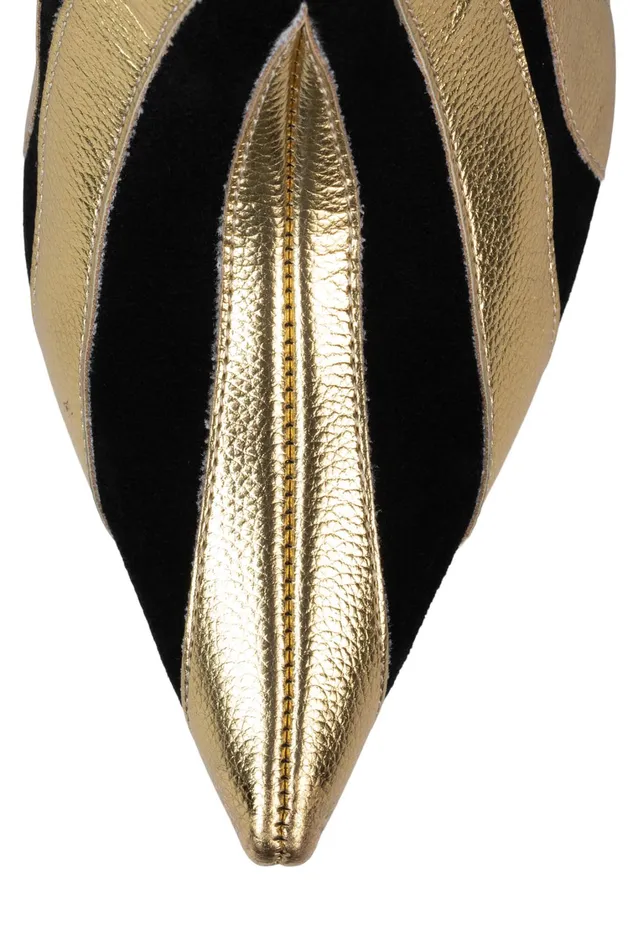 Women Boot Jeffrey Campbell UNTAMED Black Suede Gold
