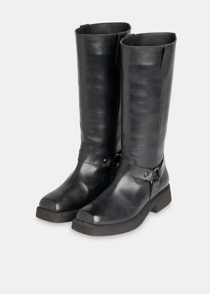 Women Boots Whistles Black Matteo Knee High Biker Boot