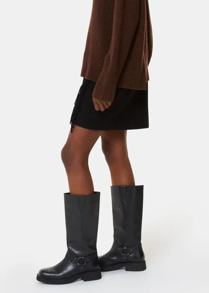 Women Boots Whistles Black Matteo Knee High Biker Boot