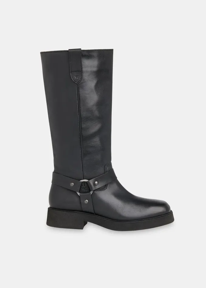 Women Boots Whistles Black Matteo Knee High Biker Boot