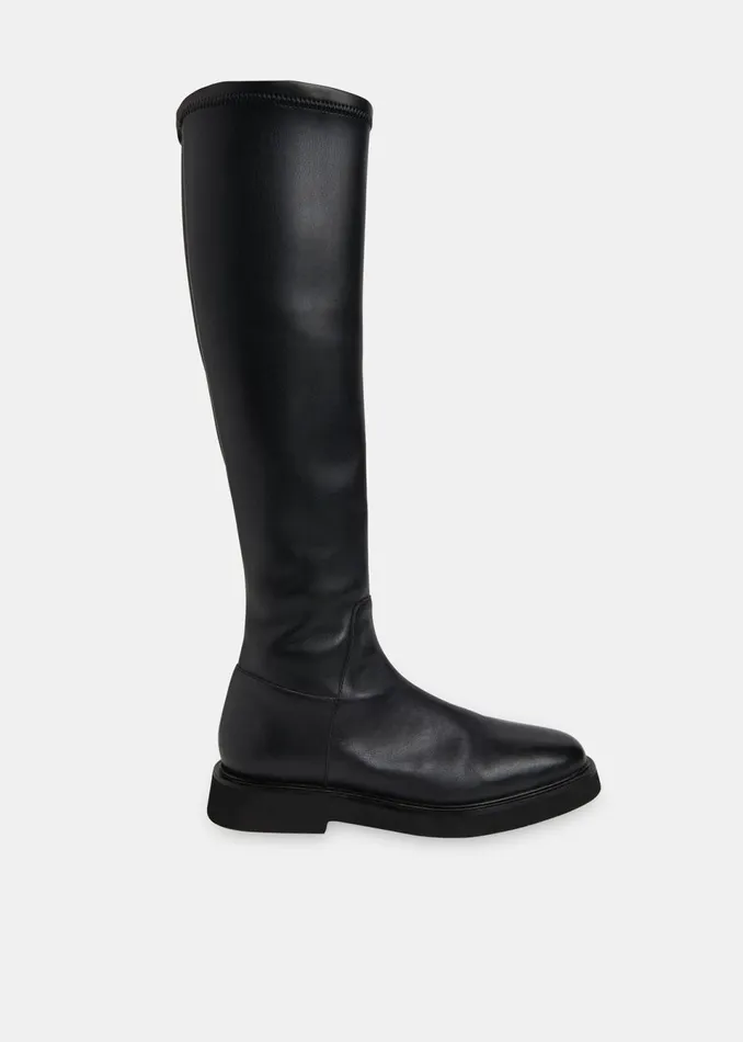 Women Boots Whistles Black Quin Stretch Knee High Boot