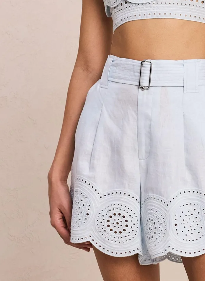 Women Bottoms ALC Milos Linen Eyelet Short Ice Waterice Water