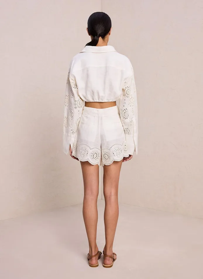 Women Bottoms ALC Milos Linen Eyelet Short Ivorycream