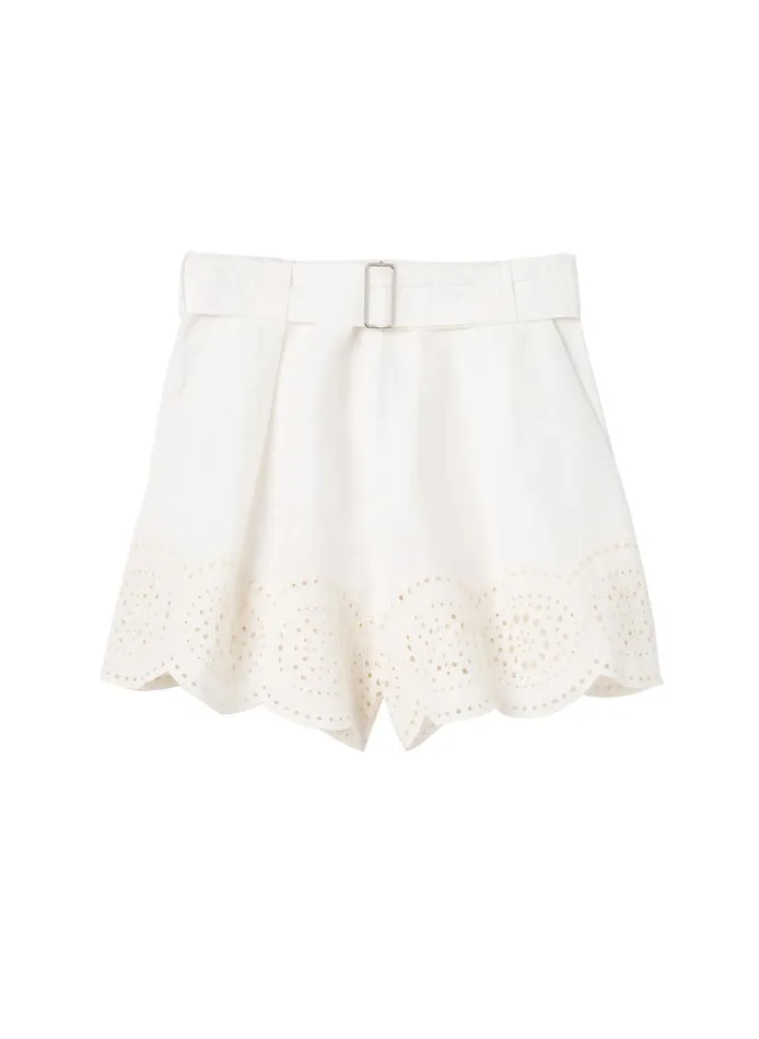 Women Bottoms ALC Milos Linen Eyelet Short Ivorycream