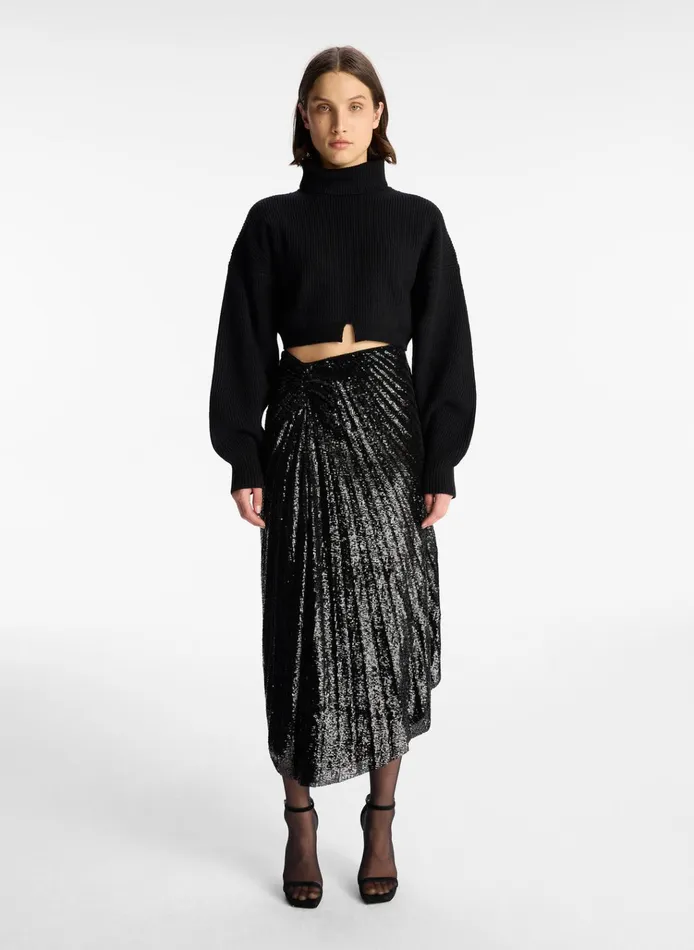 Women Bottoms ALC Tori Sequin Midi Skirt Black