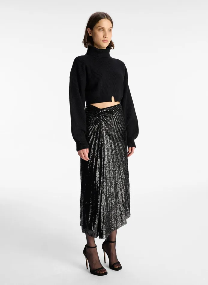 Women Bottoms ALC Tori Sequin Midi Skirt Black
