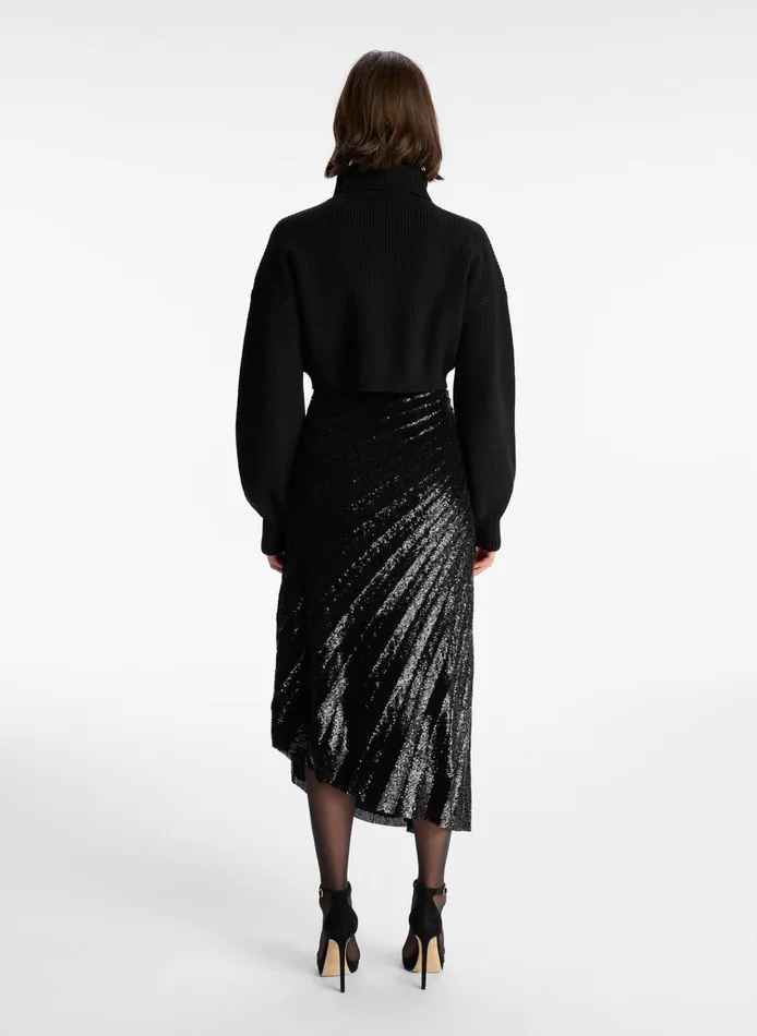 Women Bottoms ALC Tori Sequin Midi Skirt Black