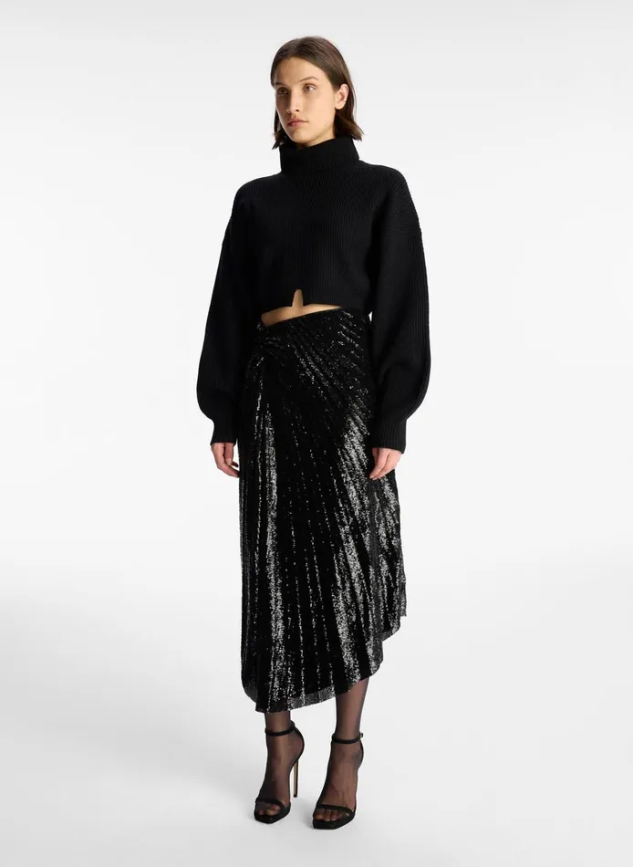 Women Bottoms ALC Tori Sequin Midi Skirt Black