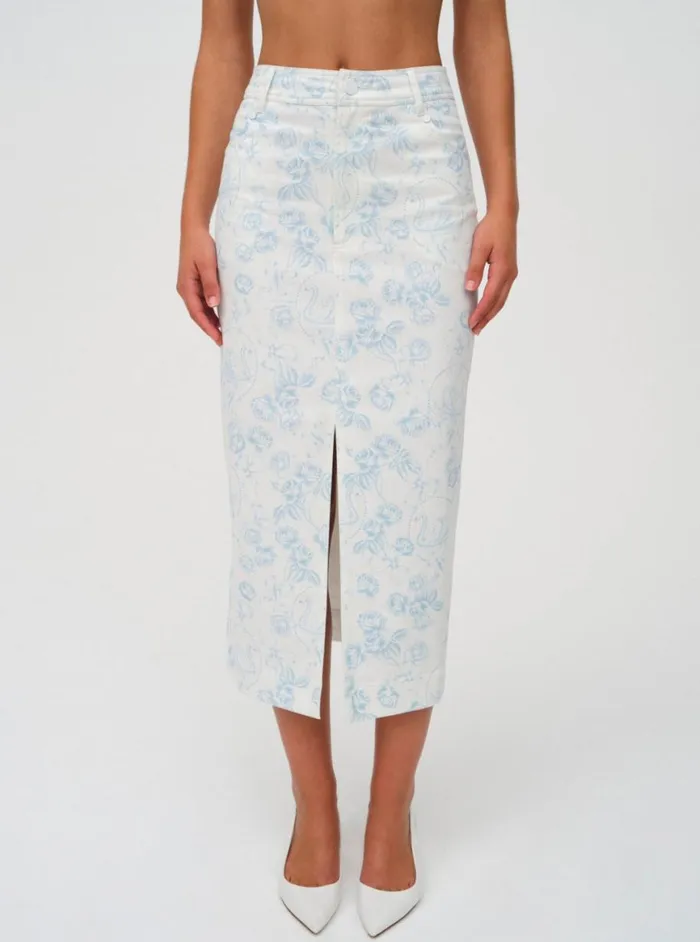 Women Bottoms For Love and Lemons Chantal Denim Midi Skirt Blue