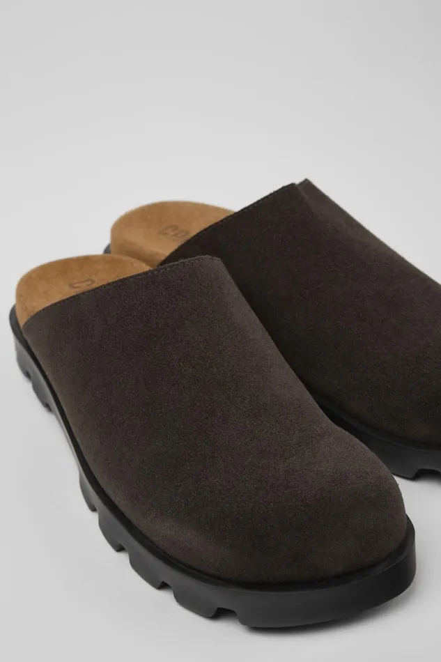 Women Camper Casual Shoes Brutus Sandal Gray Nubuck Clog