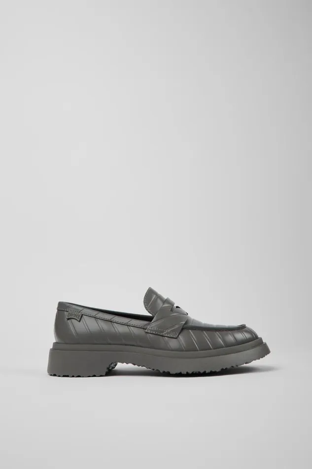 Women Camper Formal Shoes Twins Gray Leather Loafers Women Camper Formal Shoes Twins Gray Leather Loafers