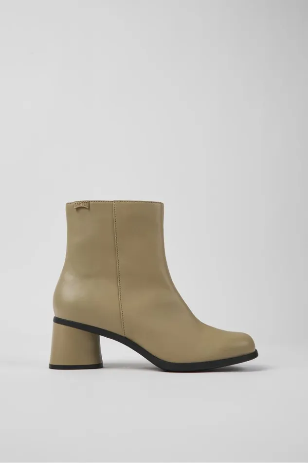 Women Camper Heels Kiara Beige Leather Ankle Boots Women Camper Heels Kiara Beige Leather Ankle Boots
