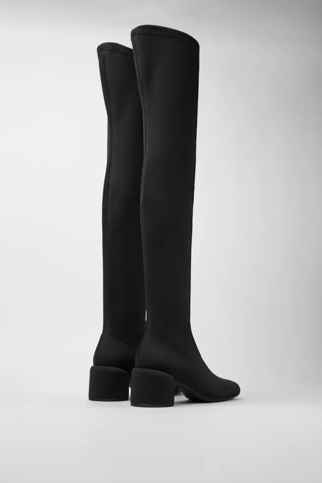 Women Camper Heels Niki Black Recycled PET Knee High Boots Women Camper Heels Niki Black Recycled PET Knee High Boots