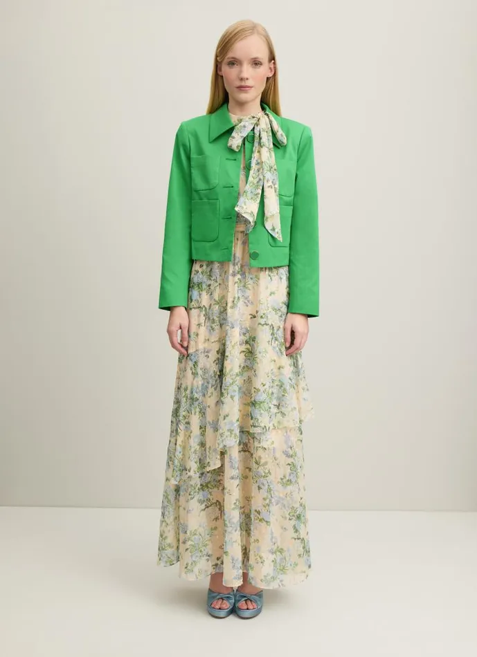 Women Charlotte Green Organic Cotton Sateen Jacket Green LKBennett Coats and Jackets Women Charlotte Green Organic Cotton Sateen Jacket Green LKBennett Coats and Jackets