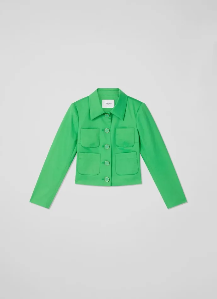 Women Charlotte Green Organic Cotton Sateen Jacket Green LKBennett Coats and Jackets Women Charlotte Green Organic Cotton Sateen Jacket Green LKBennett Coats and Jackets