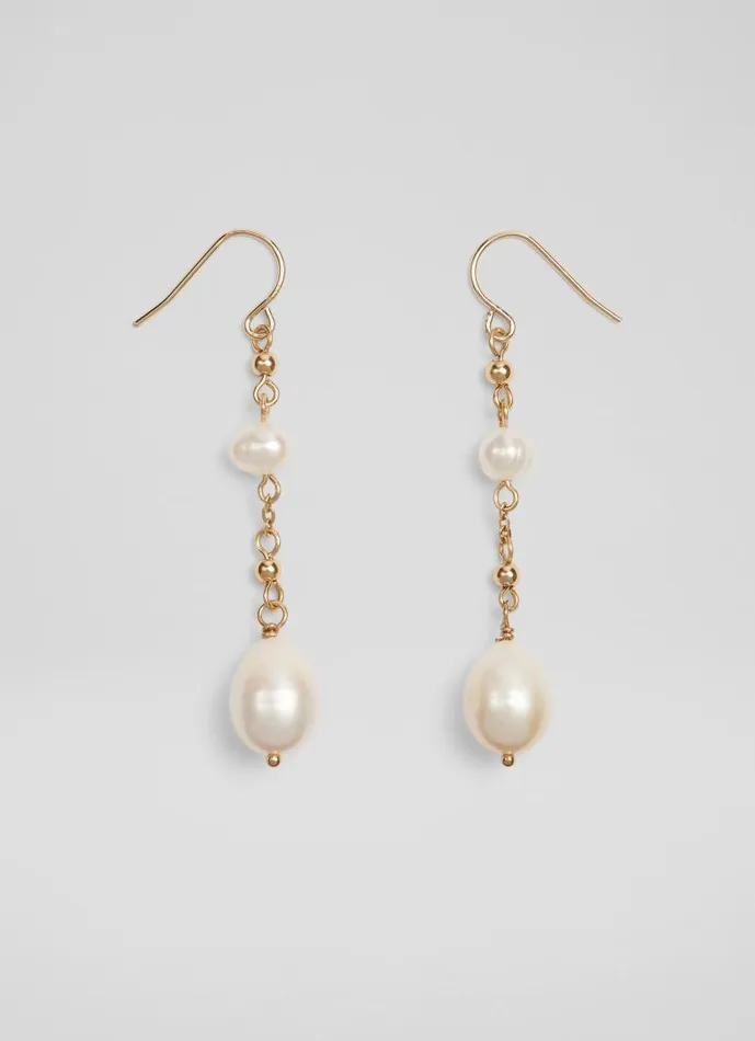 Women Clara Pearl And Gold Chain Drop Earrings LKBennett Jewellery