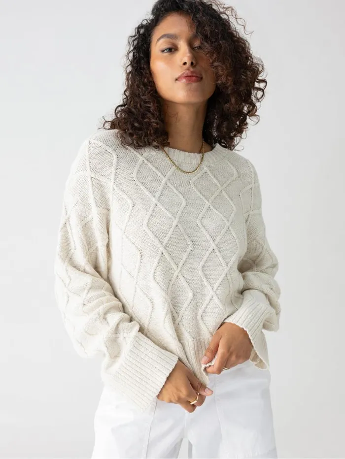 Women Coastal Cable Crewneck Sweater Chalk Sanctuary Clothing Sweaters and Cardis Women Coastal Cable Crewneck Sweater Chalk Sanctuary Clothing Sweaters and Cardis
