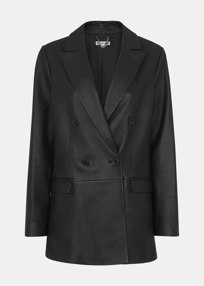 Women Coats and Jackets Whistles Black Aliza Waisted Leather Blazer