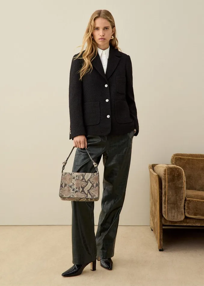 Women Coats and Jackets Whistles Black Classic Textured Jacket