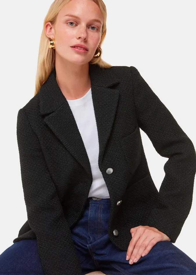 Women Coats and Jackets Whistles Black Classic Textured Jacket