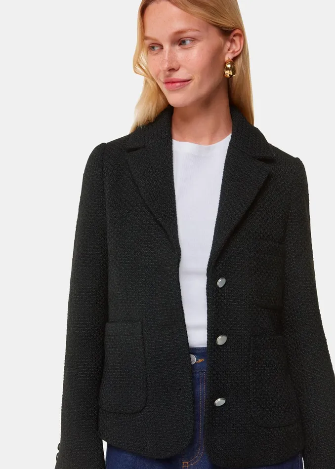Women Coats and Jackets Whistles Black Classic Textured Jacket