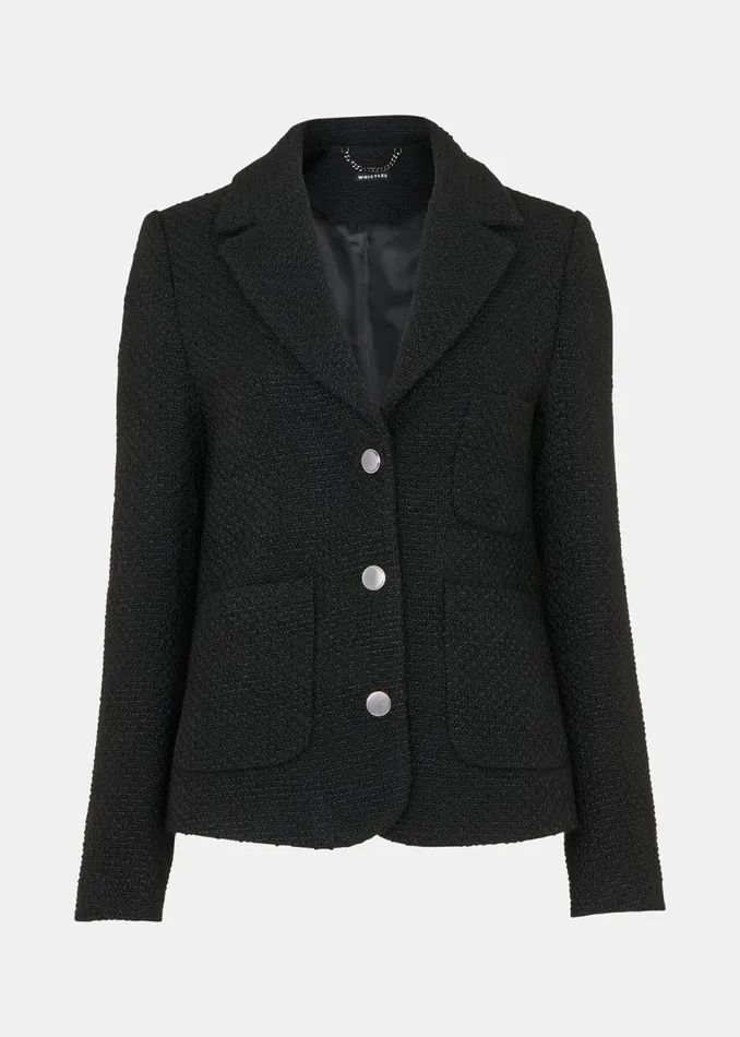 Women Coats and Jackets Whistles Black Classic Textured Jacket
