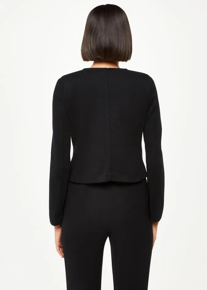 Women Coats and Jackets Whistles Black Collarless Jersey Jacket