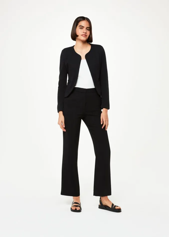 Women Coats and Jackets Whistles Black Collarless Jersey Jacket