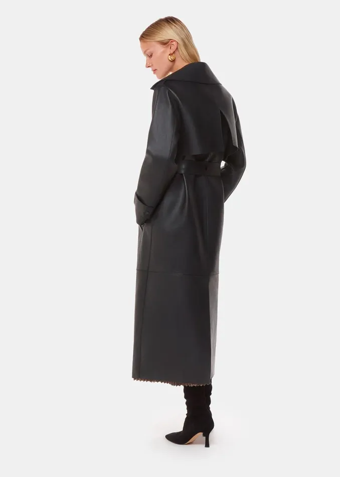 Women Coats and Jackets Whistles Black Faye Clean Bonded Trench Coat