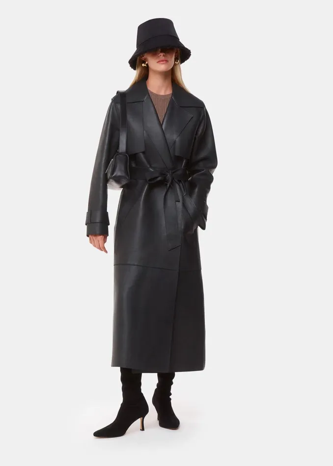 Women Coats and Jackets Whistles Black Faye Clean Bonded Trench Coat