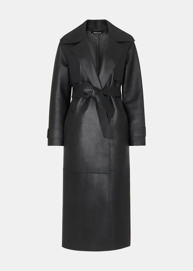 Women Coats and Jackets Whistles Black Faye Clean Bonded Trench Coat