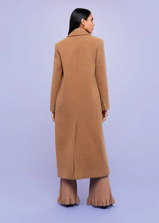 Women Coats and Jackets Whistles Camel Textured Wool Blend Coat