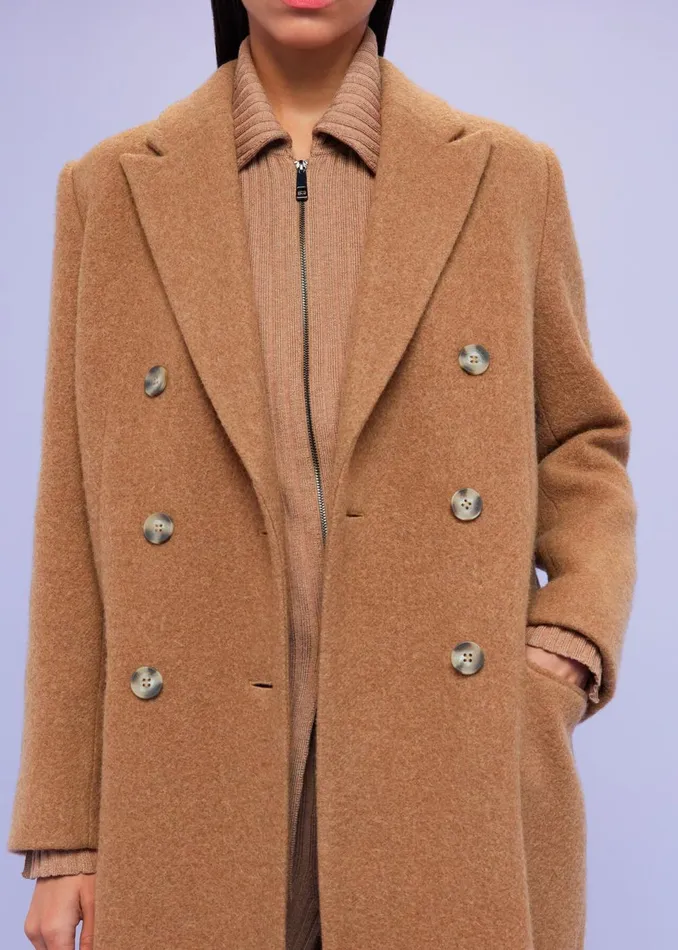 Women Coats and Jackets Whistles Camel Textured Wool Blend Coat