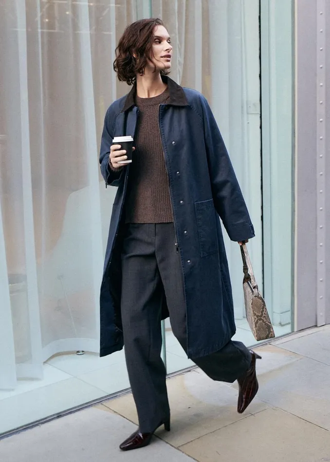 Women Coats and Jackets Whistles Navy Gabriella Waxed Overcoat
