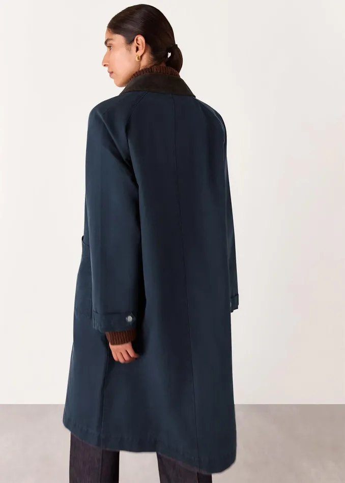 Women Coats and Jackets Whistles Navy Gabriella Waxed Overcoat