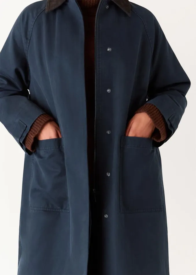 Women Coats and Jackets Whistles Navy Gabriella Waxed Overcoat
