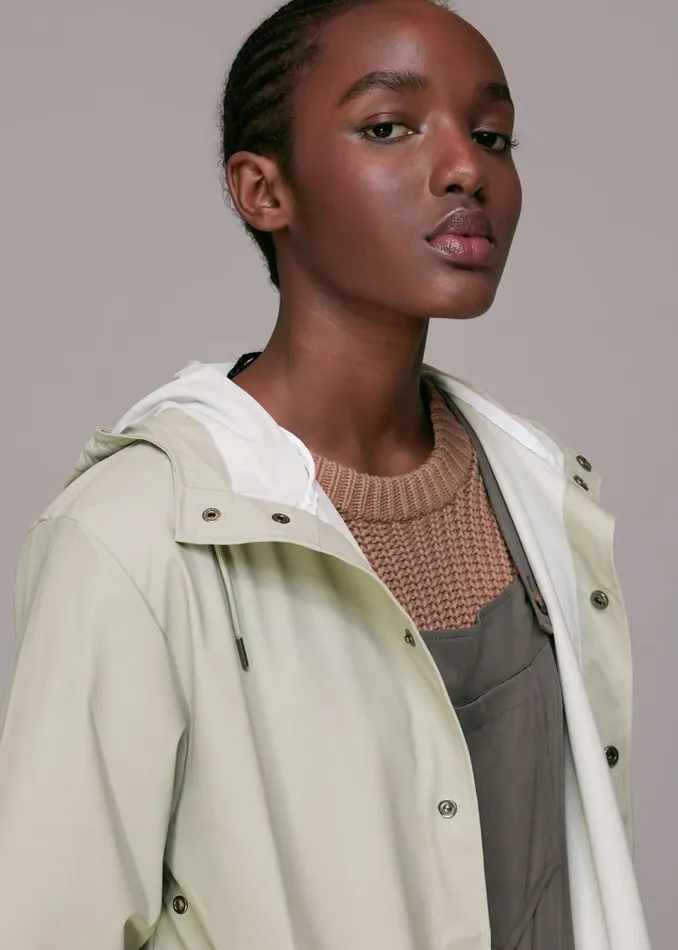Women Coats and Jackets Whistles Pale Grey Rains Long Jacket