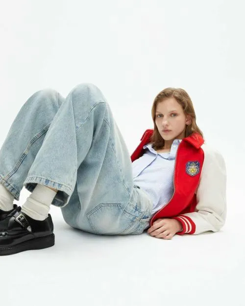 Women Coats and Parkas The Kooples Red And White Wool And Leather Jacket Red White Women Coats and Parkas The Kooples Red And White Wool And Leather Jacket Red White