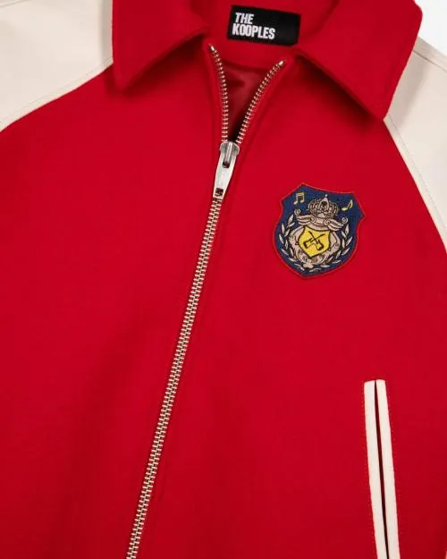 Women Coats and Parkas The Kooples Red And White Wool And Leather Jacket Red White