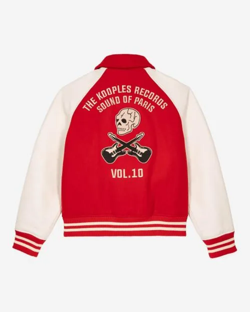 Women Coats and Parkas The Kooples Red And White Wool And Leather Jacket Red White
