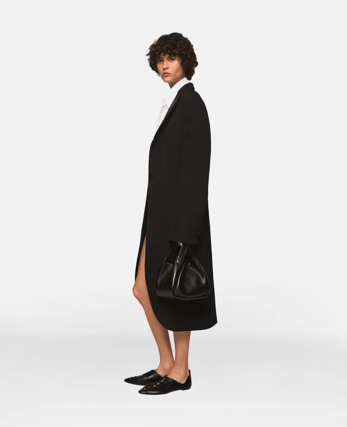 Women Coats And Jackets Stella McCartney Peak Lapels Wool Coat Midnight Black