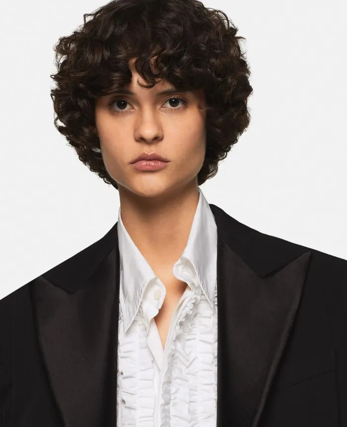 Women Coats And Jackets Stella McCartney Peak Lapels Wool Coat Midnight Black