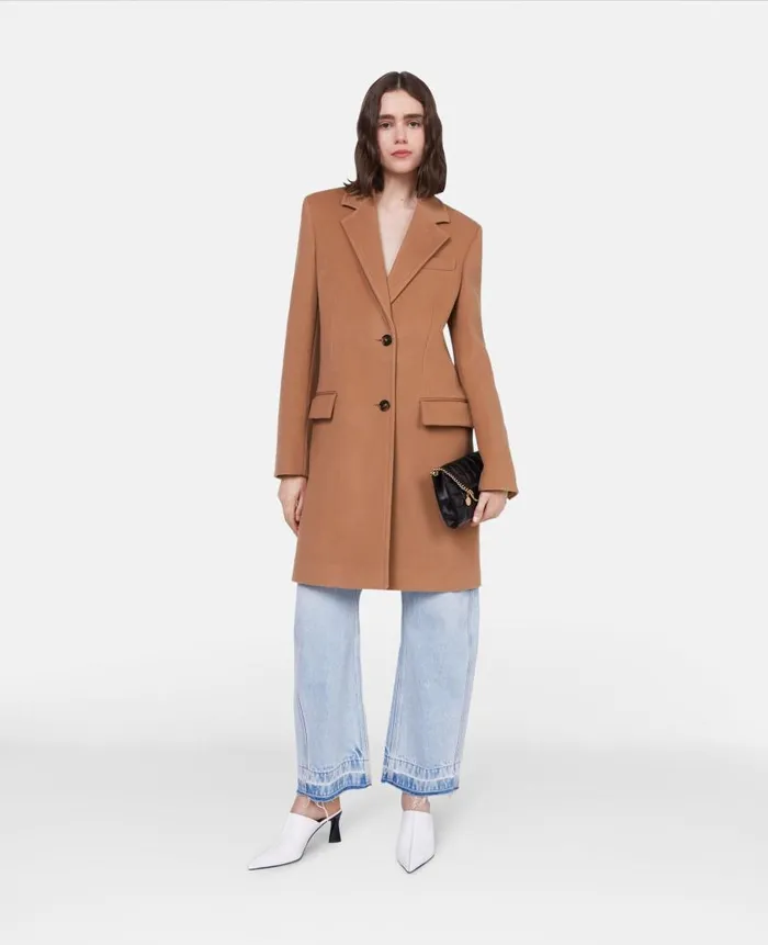 Women Coats And Jackets Stella McCartney Stella Iconics Structured SingleBreasted Coat Camel