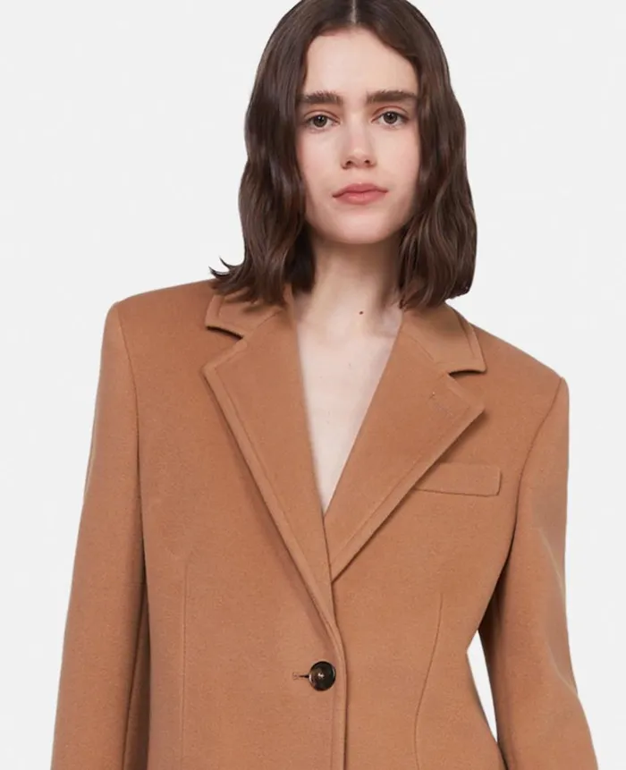 Women Coats And Jackets Stella McCartney Stella Iconics Structured SingleBreasted Coat Camel